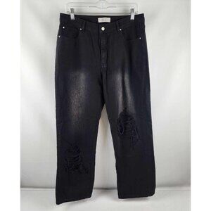 mnml Jeans Womens 8 Black Vintage Baggy Distressed Denim 30x29 NWT